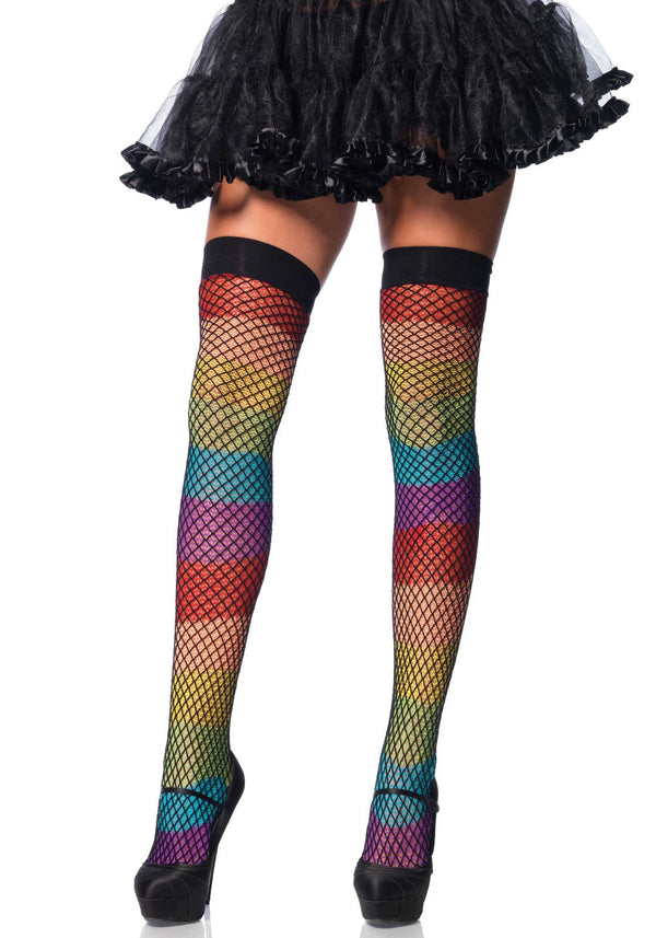 Regenbogenstrümpfe mit Fischnetzoptik | Leg Avenue