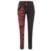 Asymmetrische Jeans mit Rot‑Schwarz‑Look | Aderlass