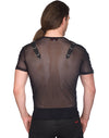 Battle Shirt Kurzärmeliges Gothic-Shirt mit Netzstruktur Schwarz | Aderlass