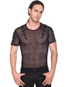 Battle Shirt Kurzärmeliges Gothic-Shirt mit Netzstruktur Schwarz | Aderlass