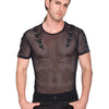 Battle Shirt Kurzärmeliges Gothic-Shirt mit Netzstruktur Schwarz | Aderlass