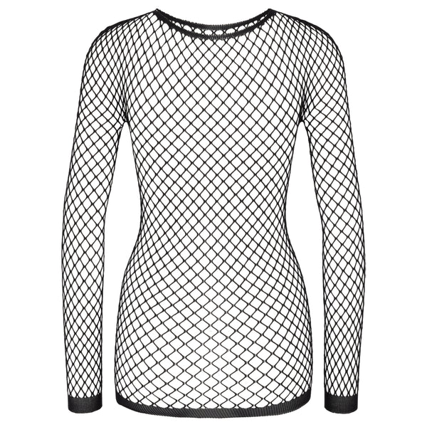 Fishnet Top langarmshirt aus grobmaschigem schwarzem Netzstoff Schwarz | Aderlass