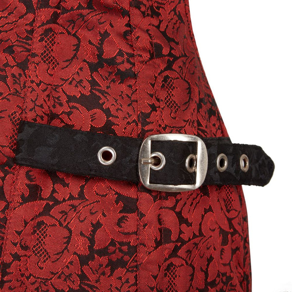 Vollbrust-Corset im gesteuerten Brokat‑Steampunk‑Stil Rot | Aderlass