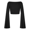 Schwarzes Crop Top im Witch-Style mit weitem Ausschnitt Schwarz | Aderlass
