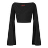 Schwarzes Crop Top im Witch-Style mit weitem Ausschnitt Schwarz | Aderlass