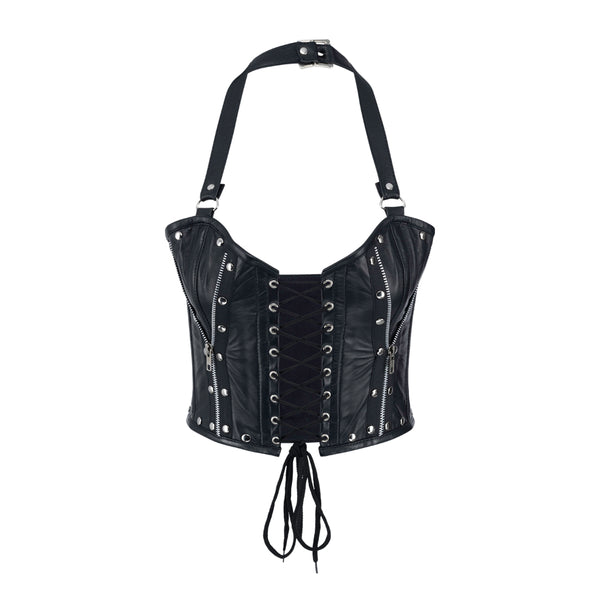 Rockstar Leder Korsett Bustier für starke Looks Schwarz | Aderlass