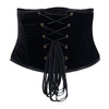 Steampunk Taillenkorsett aus schwarzem Samt mit Steampunk-Detailst Schwarz | Aderlass