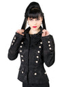 Ladys Piratenjacke im Brokat-Military-Stil Schwarz | Aderlass