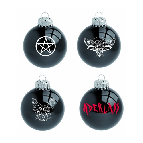 Christbaumkugeln Set 4 Glaskugeln Schwarz | Aderlass