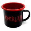Schwarze Emaille-Tasse im Vintage-Stil mit rotem Aderlass-Schriftzug 350ml Schwarz | Aderlass
