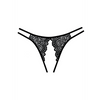 Schwarzes aufregendes Spitzenpanty mit provokantem ouvert Design und Wellenrand | Allure