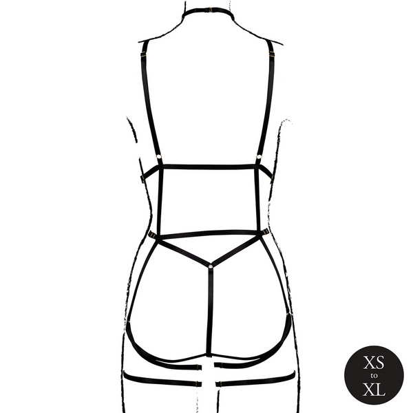 Schwarzer verführerischer Body Harness mit offenem Cup von Le Désir by Shots – Ansicht 6