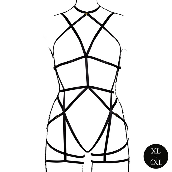 Schwarzer verführerischer Body Harness mit offenem Cup von Le Désir by Shots – Ansicht 11