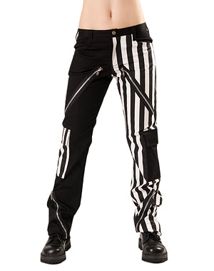 Slim-Fit Punkhose Stripe Schwarz-Weiss | Black Pistol