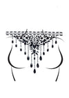 Schwarzer fesselnder Choker Körperschmuck mit glänzenden edlen Strasssteinen von Leg Avenue