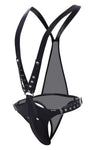 Herren Kunstleder Harness mit Druckknöpfen Schwarz | CUT4MEN