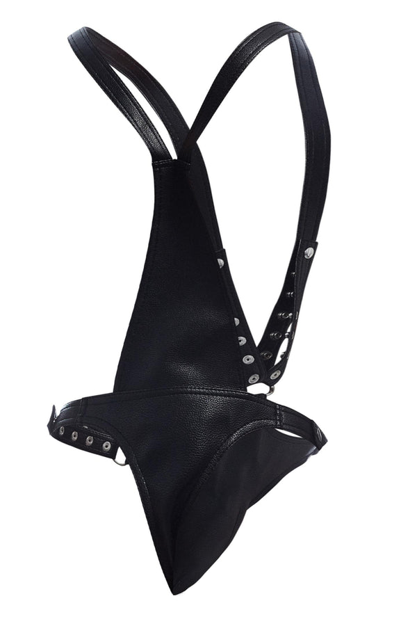 Herren Kunstleder Harness mit Druckknöpfen Schwarz | CUT4MEN