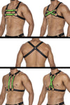 Herren-Brust-Harness mit Metallringen und Druckknöpfen Grün/Schwarz | CUT4MEN