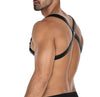 Herren-Brust-Harness mit Metallringen und Druckknöpfen Grün/Schwarz | CUT4MEN