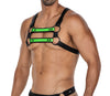 Herren-Brust-Harness mit Metallringen und Druckknöpfen Grün/Schwarz | CUT4MEN