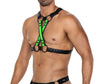 Herren-Brust-Harness mit Metallringen und Druckknöpfen Grün/Schwarz | CUT4MEN