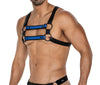 Herren-Brust-Harness mit Metallringen und Druckknöpfen Königsblau/Schwarz | CUT4MEN