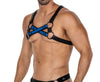 Herren-Brust-Harness mit Metallringen und Druckknöpfen Königsblau/Schwarz | CUT4MEN