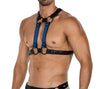 Herren-Brust-Harness mit Metallringen und Druckknöpfen Königsblau/Schwarz | CUT4MEN