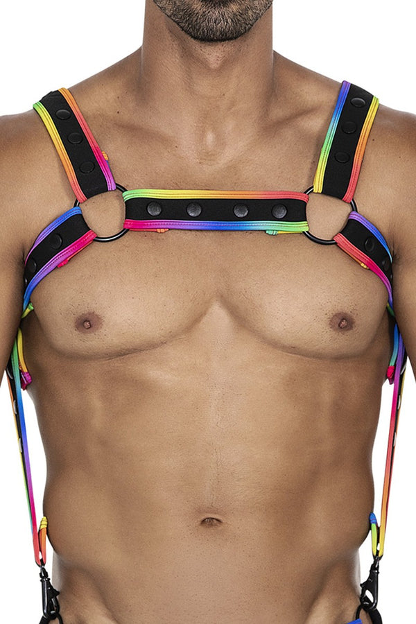 Herren-Brust-Harness mit Metallringen - Pride Edition | CUT4MEN