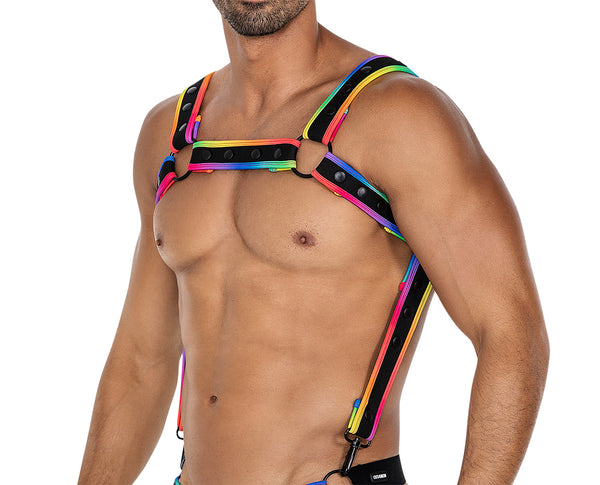Herren-Brust-Harness mit Metallringen - Pride Edition | CUT4MEN