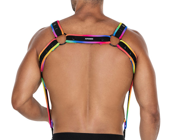 Herren-Brust-Harness mit Metallringen - Pride Edition | CUT4MEN