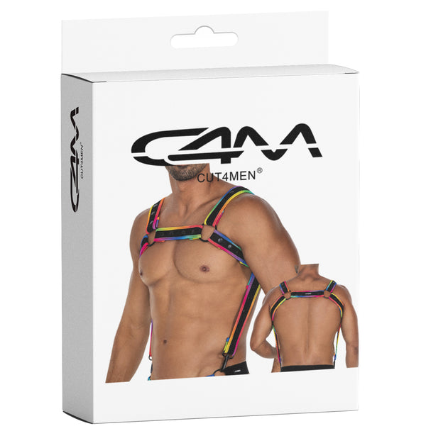 Herren-Brust-Harness mit Metallringen - Pride Edition | CUT4MEN