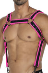 Herren-Brust-Harness mit Metallringen Schwarz/Pink | CUT4MEN