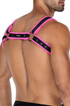 Herren-Brust-Harness mit Metallringen Schwarz/Pink | CUT4MEN