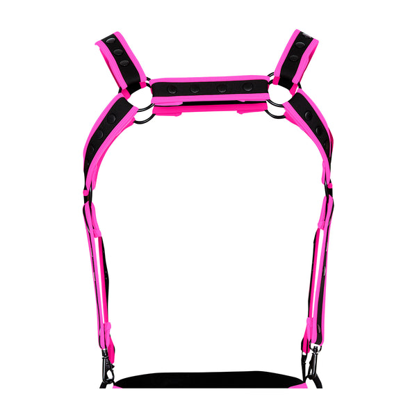 Herren-Brust-Harness mit Metallringen Schwarz/Pink | CUT4MEN
