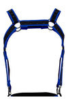Herren Harness Neopren Riemen Karabiner Metallringe Schwarz/Königsblau | CUT4MEN