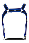 Herren Harness Neopren Riemen Karabiner Metallringe Schwarz/Königsblau | CUT4MEN