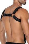 Herren-Brust-Harness mit Metallringen Schwarz | CUT4MEN