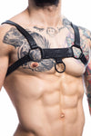 Herren-Brust-Harness mit Metallringen Schwarz | CUT4MEN