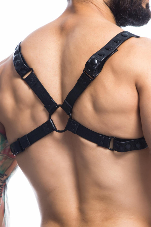 Herren-Brust-Harness mit Metallringen Schwarz | CUT4MEN