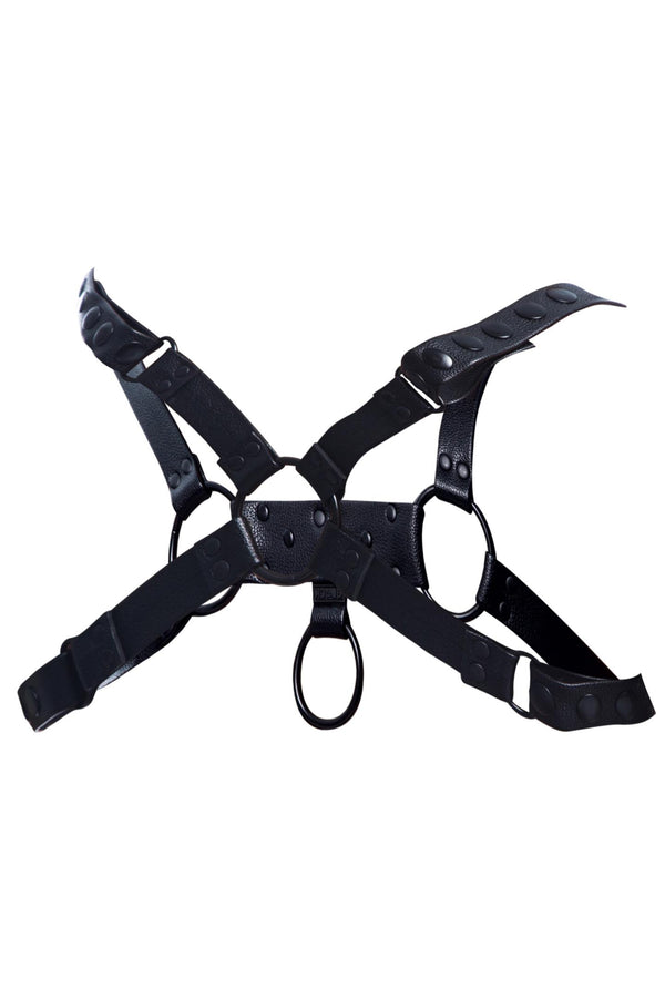 Herren-Brust-Harness mit Metallringen Schwarz | CUT4MEN