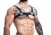 Herren-Brust-Harness mit Metallringen Schwarz | CUT4MEN