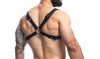 Herren-Brust-Harness mit Metallringen Schwarz | CUT4MEN