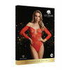 Roter atemberaubender schulterfreier Teddy mit feiner floraler Spitzenoptik von Le Désir by Shots – Ansicht 2