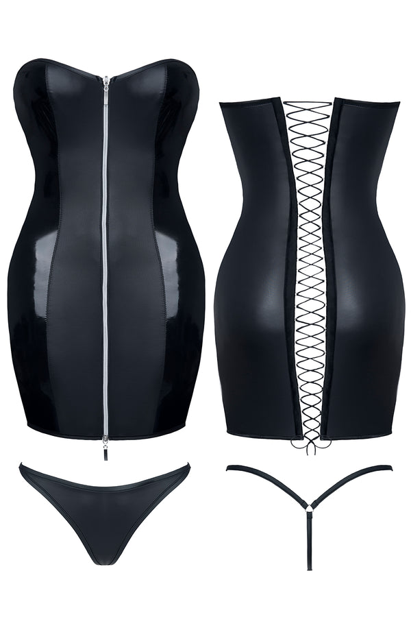 Verführerisches Spitzen-Negligee Greta mit String-Tanga | Demoniq