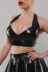 Edles Lack-Top TDBettina001 in Schwarz mit raffiniertem Dekolleté | Demoniq SALE