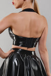 Edles Lack-Top TDBettina001 in Schwarz mit raffiniertem Dekolleté | Demoniq SALE