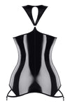 Brustfreies Lack-Minikleid mit Strumpfhalterclips | Demoniq