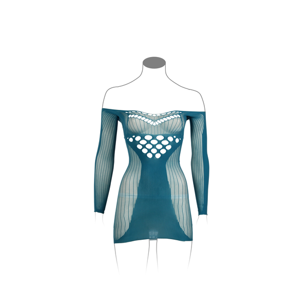 Blaues verführerisches Netz Minikleid mit betontem Ausschnitt von Le Désir by Shots – Ansicht 7