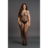 Schwarzer aufregender Bodystocking mit integrierten Strapsen im schicken Shredding Stil von Le Désir by Shots – Ansicht 12